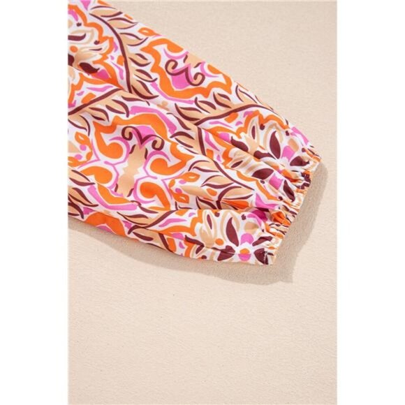 Printed Tie Neck Long Sleeve Mini Dress - Picture 8 of 10